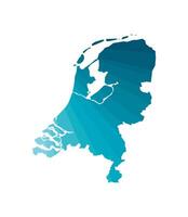 isolated illustration icon with simplified blue silhouette of The Netherlands map. Polygonal geometric style. White background vector