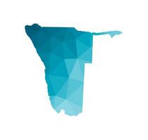 isolated illustration icon with simplified blue silhouette of Namibia map. Polygonal geometric style, triangular shapes. White background. vector