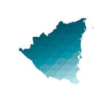 isolated illustration icon with simplified blue silhouette of Nicaragua map. Polygonal geometric style. White background. vector