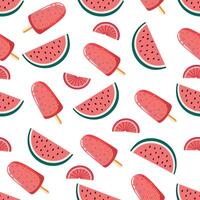 Seamless pattern with melon and ice cream. Summer background. Cartoon style illustration. vector