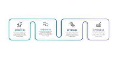 4 Steps infographic colorful line design template. Business presentation, Timeline, Milestone, Planning and Annual report. vector