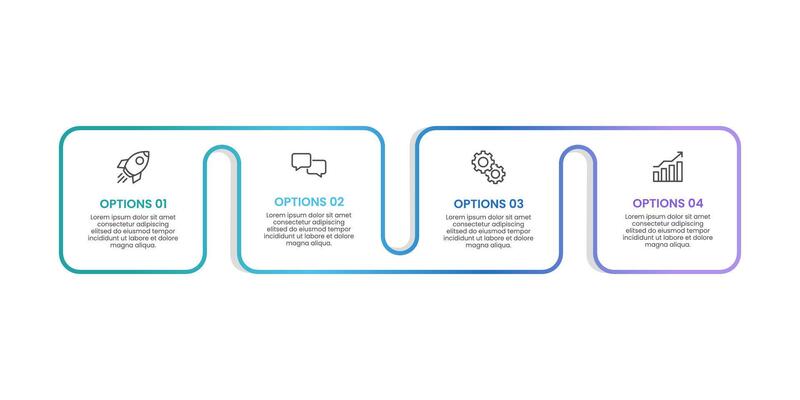 4 Steps infographic colorful line design template. Business presentation, Timeline, Milestone, Planning and Annual report.