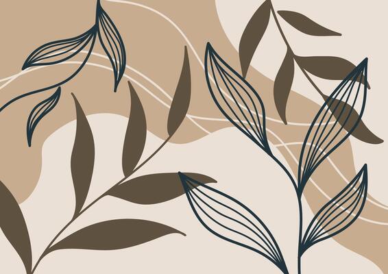 Brown abstract plant art design drawing leaf background