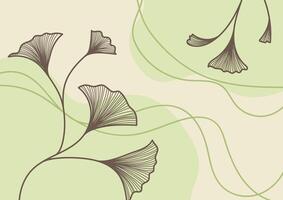 Art flower line green abstract design background vector