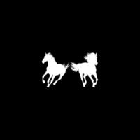 Pair Horse Silhouette, flat style, can use for Logo Gram, Art Illustration, Emblem, Pictogram, Apps, Website or Graphic Design Element vector