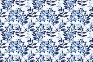 Blue abstract artistic shapes branches leaves seamless pattern. hand drawing sketch. Creative simple background leaf stems printing. Design for fashion, fabric, wallpaper vector