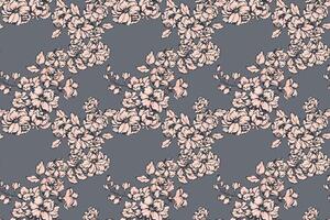 Grey pattern with abstract artistic florals stems in a many kinds blooming wild flowers intertwined in a seamless print. hand drawing illustration. Design for fabric, fashion, textiles vector
