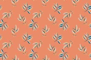 Abstract artistic tiny branches leaves pattern. hand drawing. Creative unique small plants seamless print on a vintage orange background. Template for textiles, paper, cover, fabric vector