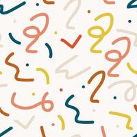 Colorful line doodle seamless pattern. Creative minimalist style art background texture for children or trendy design with colorful lines and dots vector
