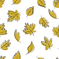 Autumn seamless pattern with doodle leaves for wallpaper scrapbook packaging textile print or wrapping paper vector
