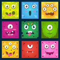 monster face set with various faces vector