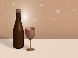 Bottle and glass. 3D visualization. Can be used to create presentations, packaging and visualization of products, postcards and various layouts. vector