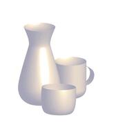 3D set of dishes on a white background. Illustration. Can be used to create leaflets, catalogs, menus, presentations and other layouts vector