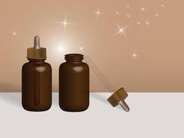 Bottle with pipette. 3D visualization. Can be used to create presentations, visualize packaging and products, and various packaging layouts vector