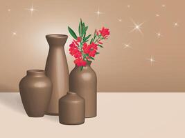 Set of vases. 3D visualization. Can be used to create presentations, visualize packaging and products, postcards and various layouts vector