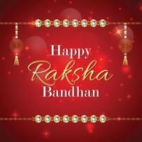 Happy raksha bandhan red background with decorative rakhi vector