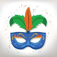 a carnival mask with a feather on it vector