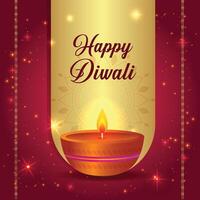 a poster for happy Diwali with fireworks and a Diya in the background vector