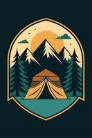 Camping mountain with park view at sunset for your Tshirt design, apparael design, backgound design or Landscape background vector