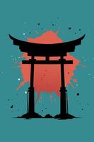 Tori Japanese gate with vintage effect for your Tshirt design, apparel design or event design vector