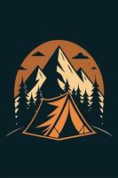 Camping mountain with park view at sunset for your Tshirt design, apparael design, backgound design or Landscape background vector