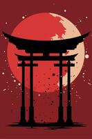 Tori Japanese gate with vintage effect for your Tshirt design, apparel design or event design vector