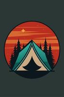 Camping mountain with park view at sunset for your Tshirt design, apparael design, backgound design or Landscape background vector
