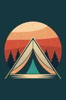 Camping mountain with park view at sunset for your Tshirt design, apparael design, backgound design or Landscape background vector