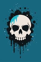 Skull bone with splattered ink dropped for your Tshirt design, apparel design, shoes design, game cover design vector