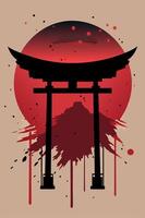 Tori Japanese gate with vintage effect for your Tshirt design, apparel design or event design vector
