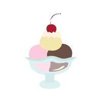 ice cream sundae with cherry illustration vector