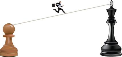 businessman running from one chess piece to another vector