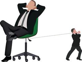 Concept of hard working employee and lazy manager vector