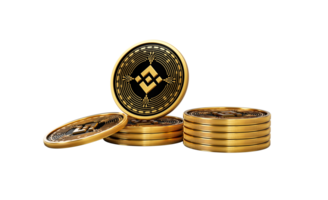 3d Stack Of Golden Cryptocurrency Binance Rounded Coins Stack 3d Illustration png
