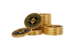 3d Stack Of Golden Cryptocurrency Binance Rounded Coins Stack 3d Illustration png