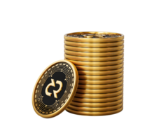 3d Stack Of Golden Cryptocurrency Decred Rounded Coins Stack 3d Illustration png