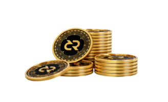 3d Stack Of Golden Cryptocurrency Decred Rounded Coins Stack 3d Illustration png