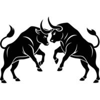 two bull fight silhouette illustrator art, silhouette matador and bull fight vector