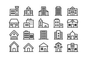 set of assorted line real estate icons set vector
