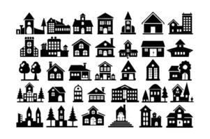 set of assorted line real estate icons set vector