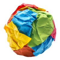 Different colored crumpled paper balls on transparent background png