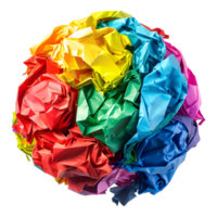 Different colored crumpled paper balls on transparent background png