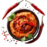 Hummus Dip with Spices and Herbs On Transparent Background. png