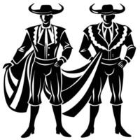 Silhouette matador black color only full body vector