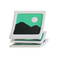 Stack of stylized image icons with a green and white color scheme, evoking concepts of photo gallery. png