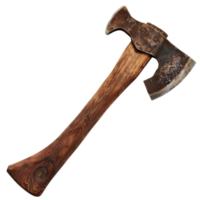 an axe with a wooden handle on a transparent background png