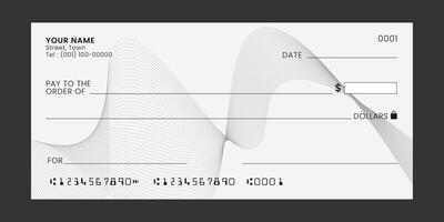Blank check. Check template with empty field to fill. Banknote, money design, currency, bank note, voucher. illustration vector