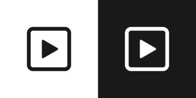Play button icon. Music start sign. Isolated on white and black. vector