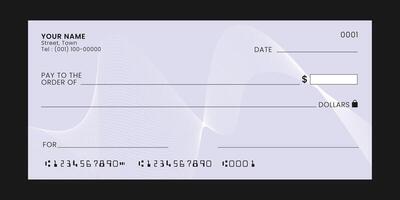Blank check. Check template with empty field to fill. Banknote, money design, currency, bank note, voucher. illustration vector
