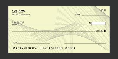 Blank bank check. Checkbook cheque template. document with empty fields for personal and financial information. vector